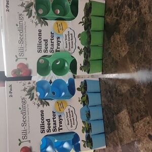 Green and Blue Silicone Seeder Starter Trays 2-Pack